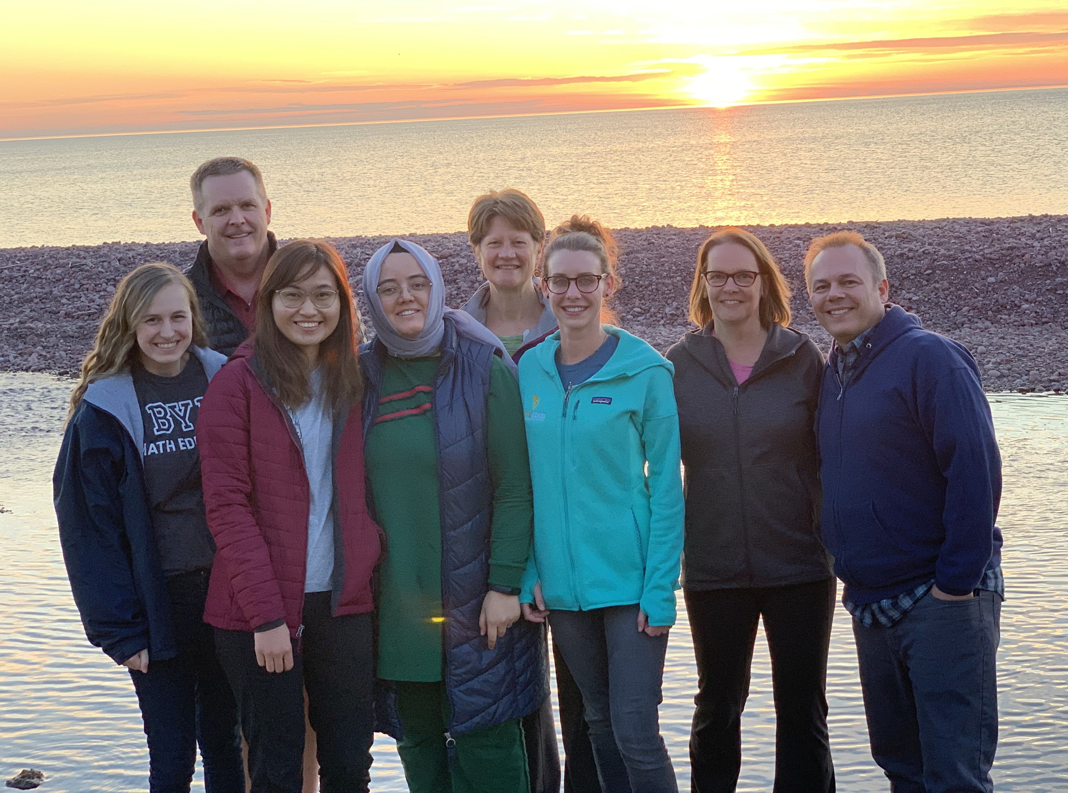 Back row: Blake Peterson, PI, BYU; Laura Van Zoest, PI, WMU; Front row: Sini White Graff, RA, BYU; Nitchada Kamlue, RA, WMU; Zeynep Arslan, RA, WMU; Jessica Postma, RA, WMU; Shari Stockero, PI, MTU; Keith Leatham, PI, BYU