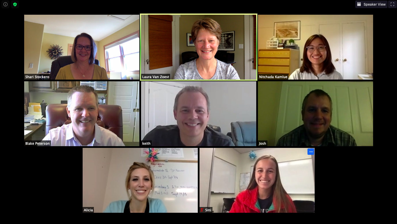 First row: Shari Stockero, PI, MTU; Laura Van Zoest, PI, WMU; Nitchada Kamlue, RA, WMU; Second row: Blake Peterson, PI, BYU; Keith Leatham, PI, BYU; Joshua Ruk, RA, WMU; Third row: Alicia Heninger, RA, BYU; Sini White Graff, RA, BYU